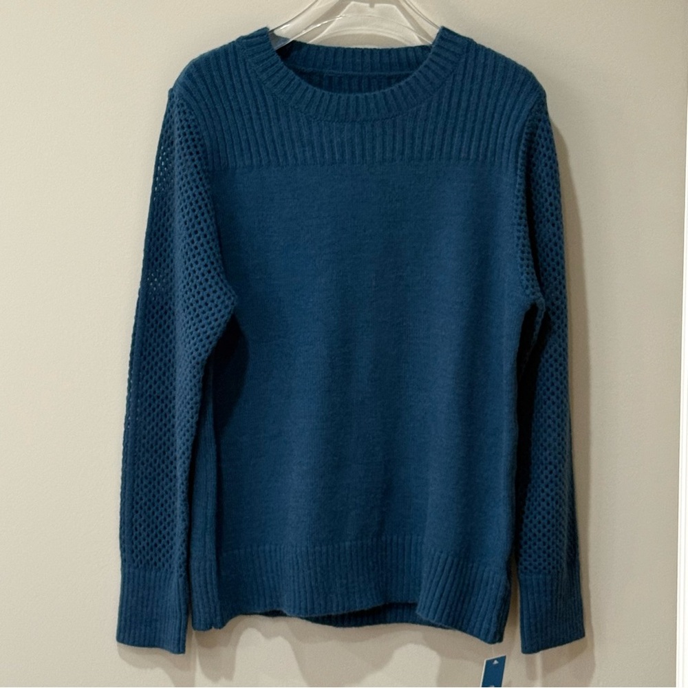 CUPSHE Blue Round Neck Perforated Long Sleeve Sweater - Picture 4 of 10